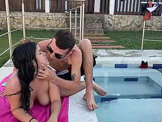 Wow, he rips off my bikini to bang me in the pool! 🏊‍♀️