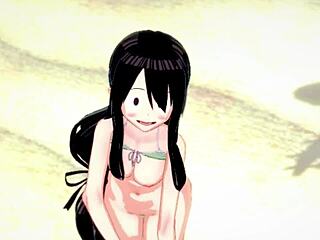 tsuyu froppy in hot swimsuit wants to do it on the beach with me - my hero academa