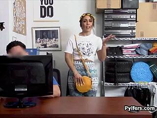 curvy suspect rides guard's big cock in shoplyfter hidden cam