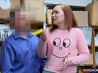 I got caught as a cute redhead shoplifter and now I'm punish fucked in doggystyle