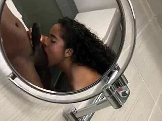 Brunette Sneaks Public Blowjob to Lover - Nysdel Couple