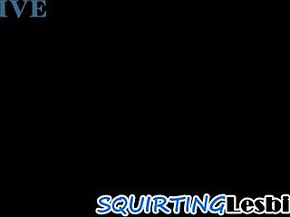 lesbo babes fingering and squirting in hairy foursome