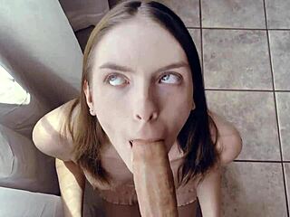 celestina blooms throats my huge cock deep