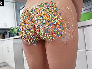 Tiny4K Chloe Rose gets her sweet treat filled with cream