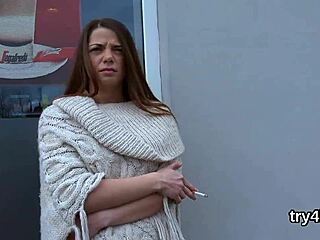 sweet cutie blows penis in pov and gets soft vagina nailed