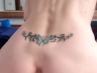 Small blonde MILF solo pleases herself with big black dildo