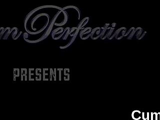 Wicked stunner swallows jizz intensely after facial.