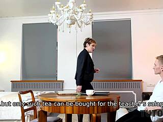 mature woman with short hair gives muff to young man for sex