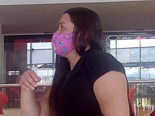 mistake leads to anal creampie for milf in shopping center