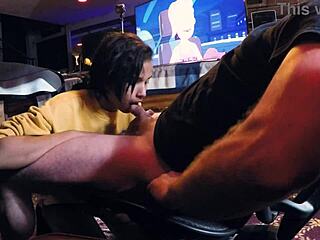 Dayanara chokes on deepthroat blowjob and face fucking from pro gamer cock