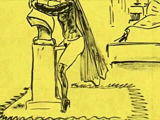 Vintage comic drawings depict erotic anime scenes with hentai elements