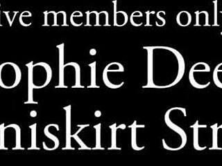 Busty Sophie Dee Strips Blue Miniskirt Seductively