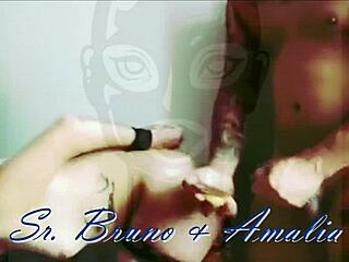 Submissive Amalia gets fucked hard and eats her cum in bdsm session