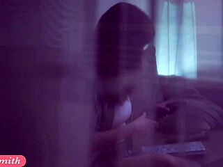 Spying on Jeny Smith taking nude selfies through window