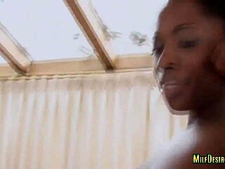 hot milfs in interracial strapon action, ebony and redhead lesbians dominating.