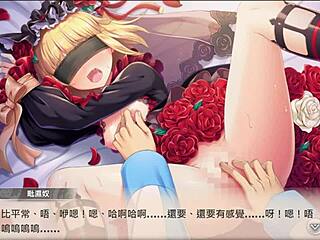 Young anime starlet masturbates with a rose wreath on her head