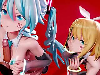 Vocaloid Halloween animation with a squirt and boobjob scene