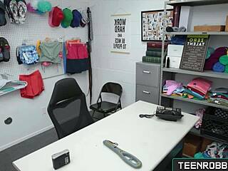 Shoplifter Emma Starletto Nailed by Creepy Old Guard at TeenRobbers.com!