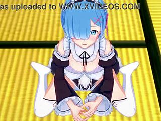Rem Gives Guided Handjob in Romantic Atmosphere.