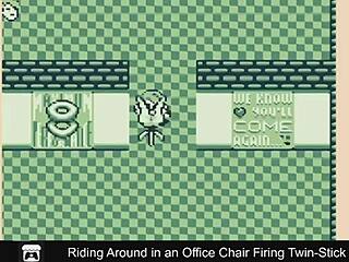 Playing a lewd game with an office chair in a Game Boy Advance game