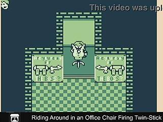 Playing a lewd game with an office chair in a Game Boy Advance game