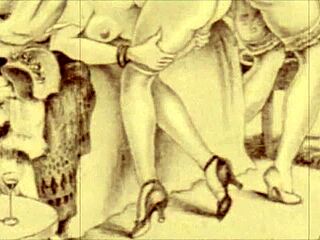 Vintage Erotic Illustration Of Interracial Hentai