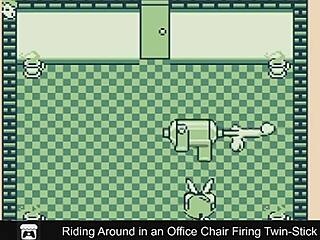 Playing a lewd game with an office chair in a Game Boy Advance game