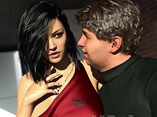 Anna feels exciting affection in sexy red dress and black stockings