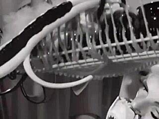 Skinny crossdresser dips into AI-generated lake for intense fingering action with detailed strokes.