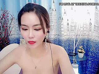 Cute Asian student shows off sexy body in webcam chat part one