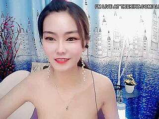 Cute Asian student shows off sexy body in webcam chat part one