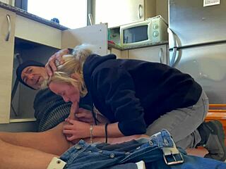 Watch hot wife deepthroat plumber in kitchen?