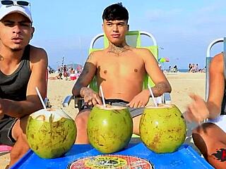 teen guys have threesome with friend, sucking big cocks