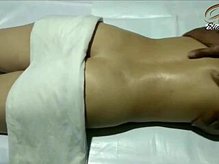indian lady gets a full body massage close up!