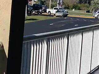 Huge Tits Flashed in Public Car, Nearly Caught by Police