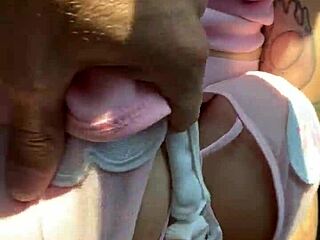 Huge Tits Flashed in Public Car, Nearly Caught by Police