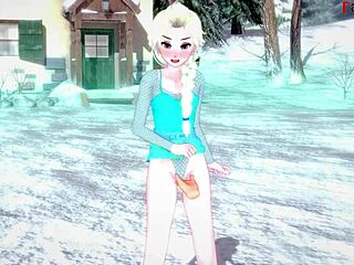 Animated hentai with Elsa sucking and having sex in a 3D cartoon called Frozen