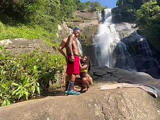 I and friend fucked hot black girl at waterfall