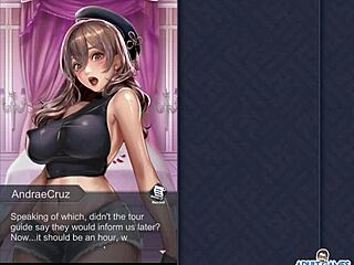 Japanese anime girl begs for cum on natural tits