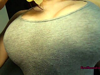 Titty fuck from huge tits milf slobbering on cock with spitting and handjob pov