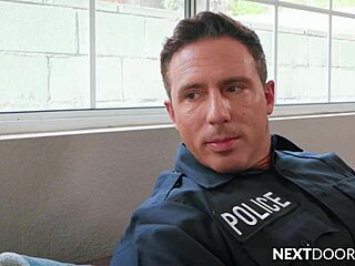 Big Cock Officer Drills Inked Muscle!