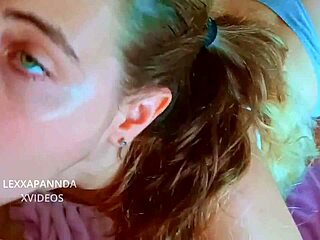 Green-Eyed Stepsister Gives Incredible Blowjob To Horny Guy.