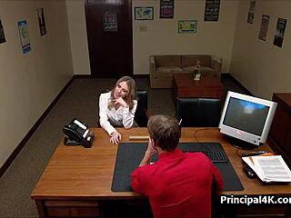 Prom queen MILF in lingerie teases with striptease before blowing principal's cock on hidden cam