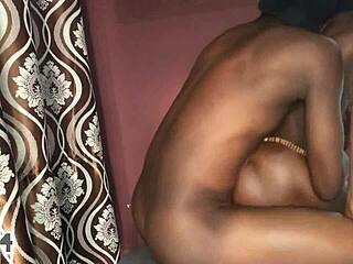 Petite ebony girlfriend screams during creampie and cumshot with friend