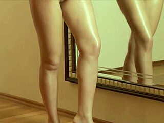 Wow! Bailey oils up her skinny shaved body for wild fun!