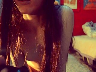 petite brunette skinny teen 18+ rides bbc dildo with butt plug in her ass hole spooky boogie