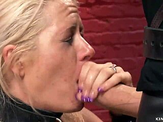 Busty Blonde Sub Whipped Tied Up And Deepthroated By Big Cock In Kinky Group