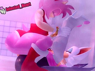 Amy rides futa Rouge hard with deepthroat and creampie in wild cartoon banging