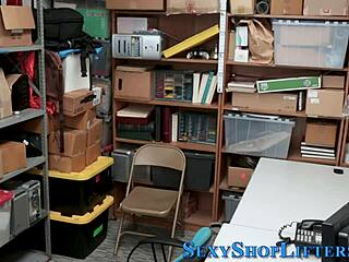 Amateur blonde gets punished for stealing and gets cum in her mouth