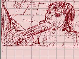 beautiful milf drawing blowjob on dark monster cock hentai for you